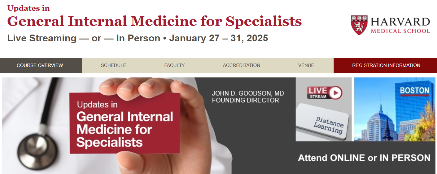 Harvard Updates in General Internal Medicine for Specialists 2025 (Videos + Slides)